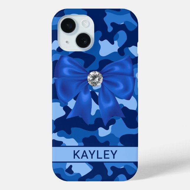 Blingy Blue Camouflage Personalized Case-Mate iPhone Case (Back)