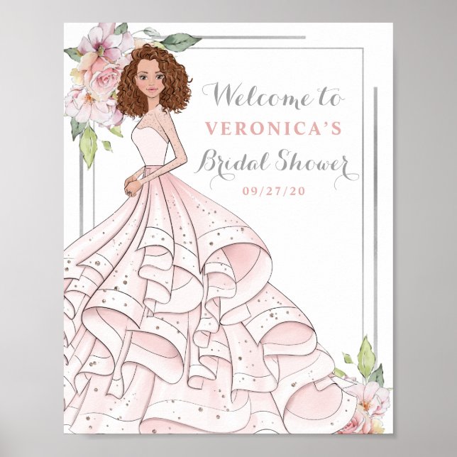 Blingy Glamour Bride Bridal Shower Welcome Sign (Front)
