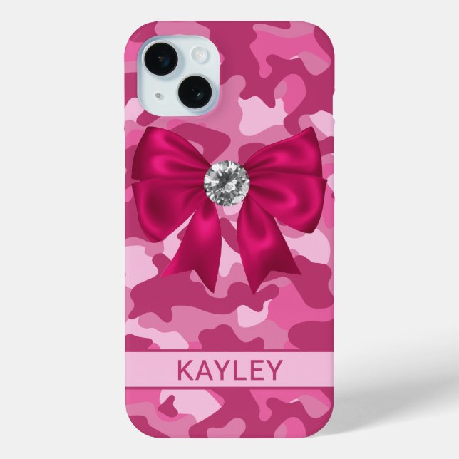Blingy Pink Camouflage Personalised Case-Mate iPhone Case (Back)