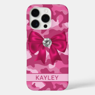 Blingy Pink Camouflage Personalised  iPhone 16 Pro Case