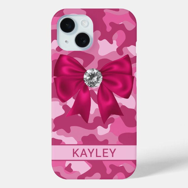 Blingy Pink Camouflage Personalised Case-Mate iPhone Case (Back)