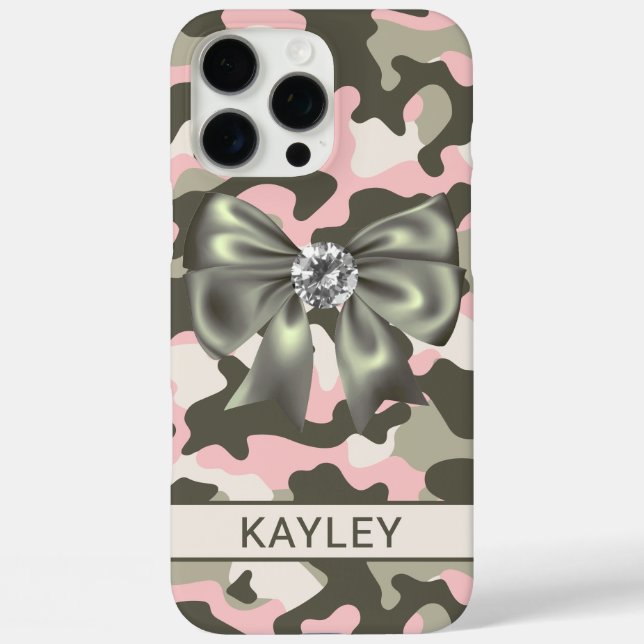 Blingy Pink Green Camouflage Personalised Case-Mate iPhone Case (Back)