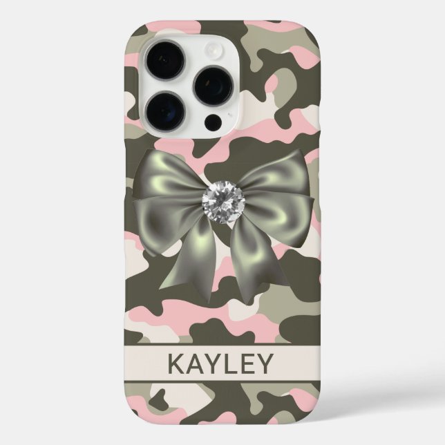 Blingy Pink Green Camouflage Personalised Case-Mate iPhone Case (Back)