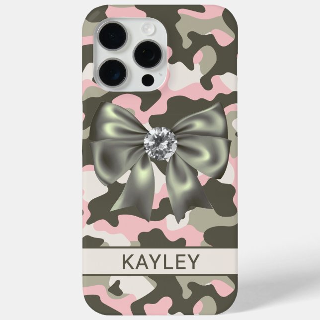 Blingy Pink Green Camouflage Personalised Case-Mate iPhone Case (Back)