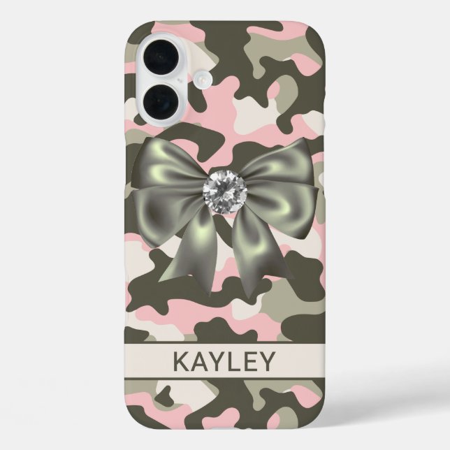 Blingy Pink Green Camouflage Personalised Case-Mate iPhone Case (Back)