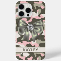 Blingy Pink Green Camouflage Personalized
