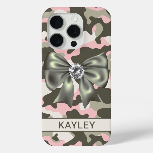 Blingy Pink Green Camouflage Personalized Case-Mate iPhone Case (Back)
