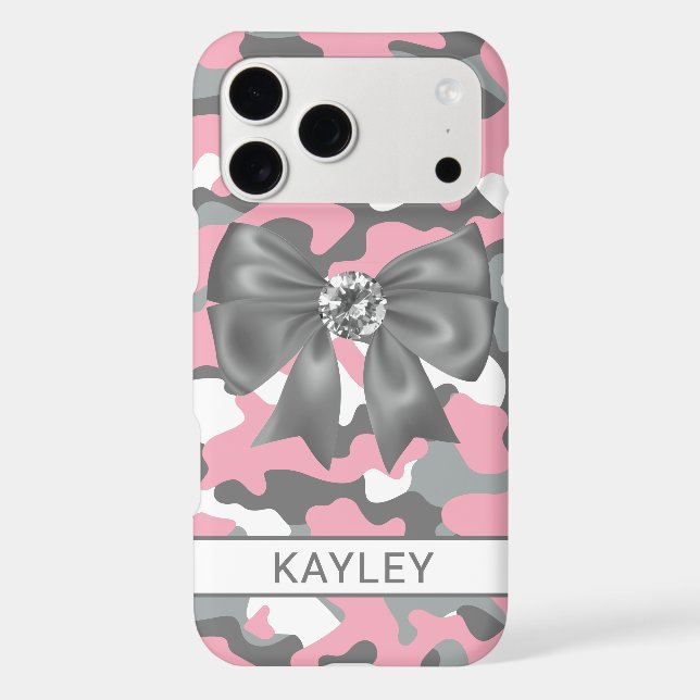 Blingy Pink Grey Camouflage Personalised (Back)