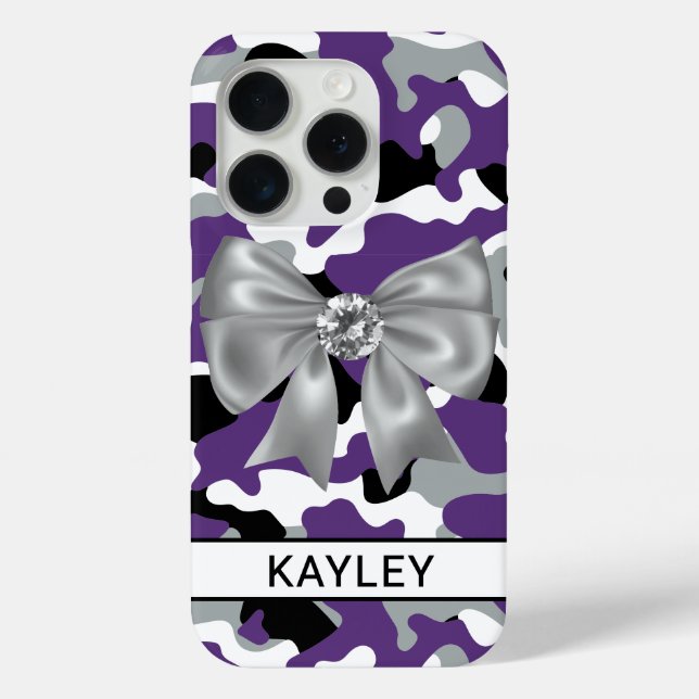 Blingy Purple Black Camouflage Personalised Case-Mate iPhone Case (Back)