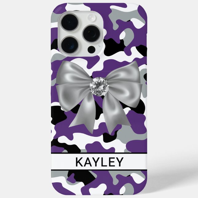 Blingy Purple Black Camouflage Personalized Case-Mate iPhone Case (Back)