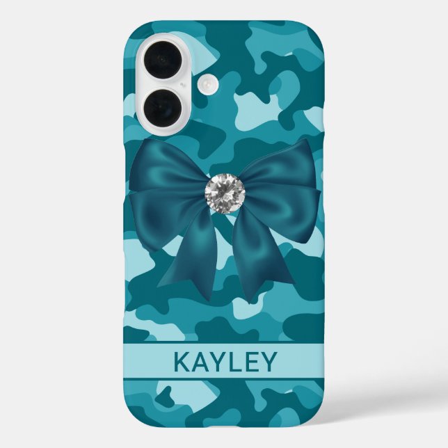 Blingy Teal Camouflage Personalised Case-Mate iPhone Case (Back)