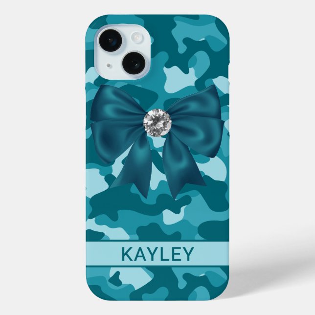 Blingy Teal Camouflage Personalised Case-Mate iPhone Case (Back)