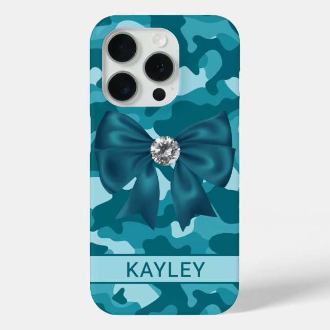 Blingy Teal Camouflage Personalized Case-Mate iPhone Case (Back)