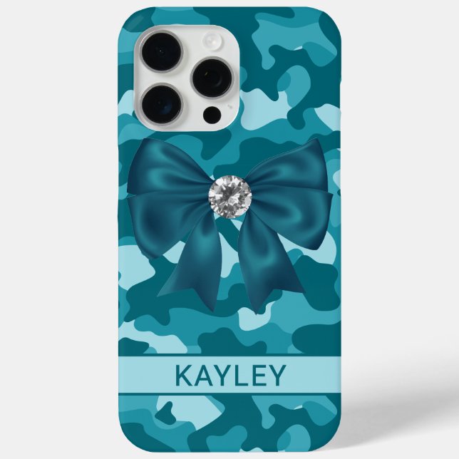 Blingy Teal Camouflage Personalized Case-Mate iPhone Case (Back)