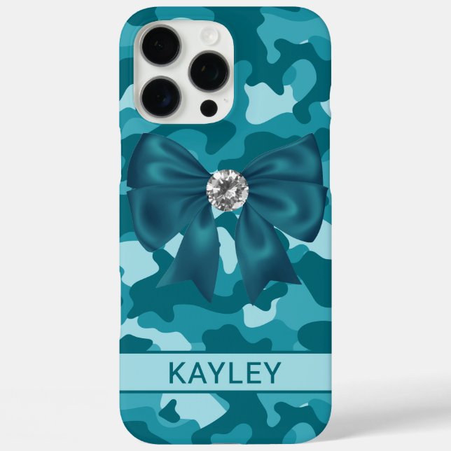 Blingy Teal Camouflage Personalized Case-Mate iPhone Case (Back)
