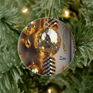 Blink! Beautiful chaos jewellery in gold  Ceramic Ornament