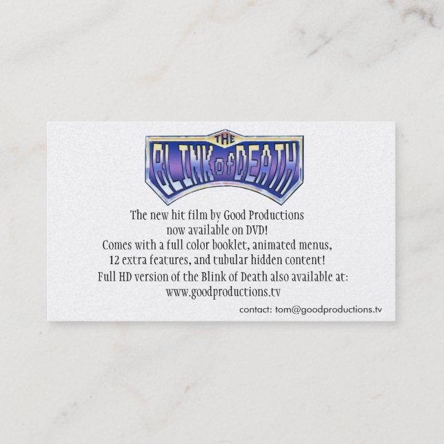 Blink of Death DVD Card (Back)