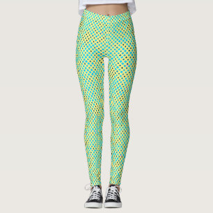Blinking Pixels Pattern 01.LBlue. Yellow BG Leggings