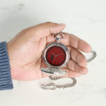 Blinky the Bat pattern Red Silver Pocket Watch<br><div class="desc">figdewdrops Blinky the Bat pattern Red Silver Pocket Watch</div>