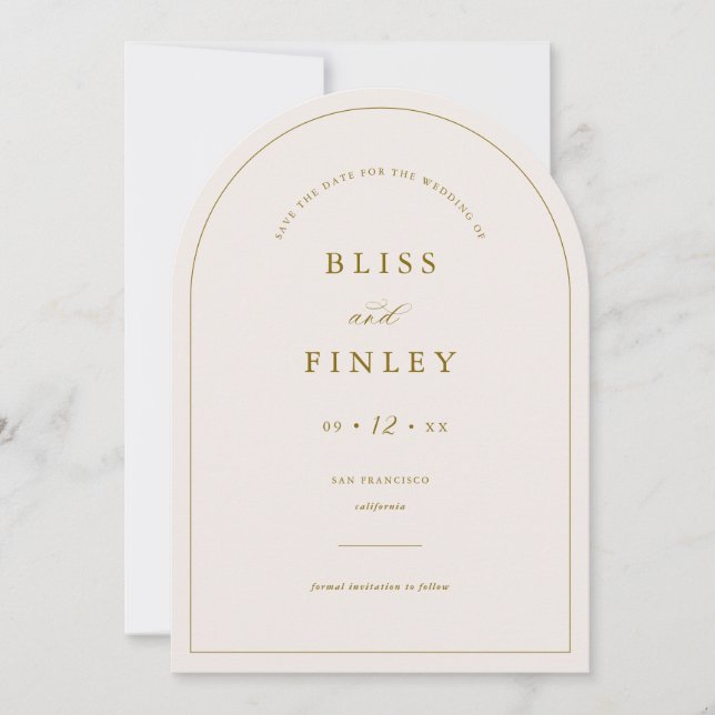 BLISS Arch Save The Date Minimal Wedding Card (Front)