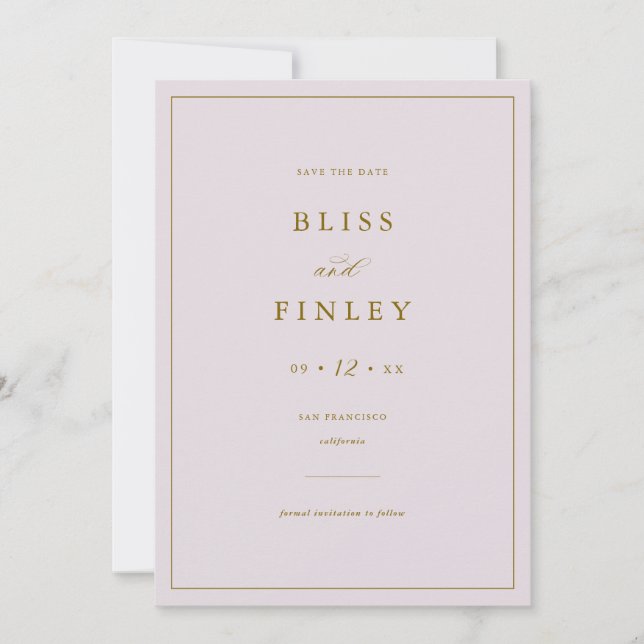 BLISS Minimal Save The Date Minimal Wedding Card (Front)