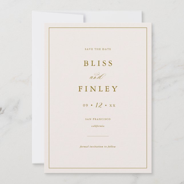 BLISS Minimal Save The Date Minimal Wedding Card (Front)
