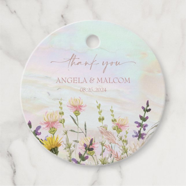 Blissful Blooms Wedding Favour Tags (Front)