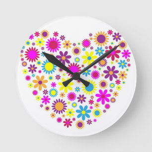 Blissful Blossoms Round Clock