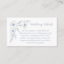 Blissful Blue Blooms Wedding Enclosure Cards