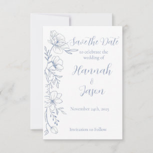 Blissful Blue Blooms Wedding Save the Date