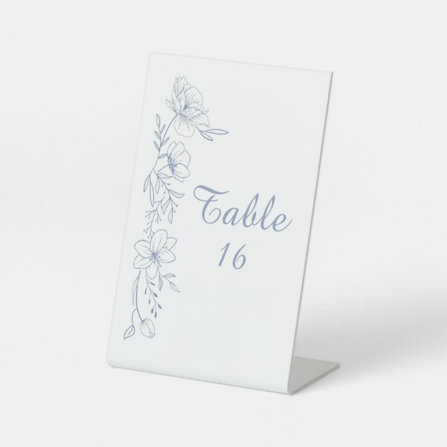 Blissful Blue Blooms Wedding Tabletop Signs (Front)