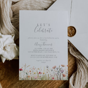 Blissful Boho Wildflower Let's Celebrate Party Invitation