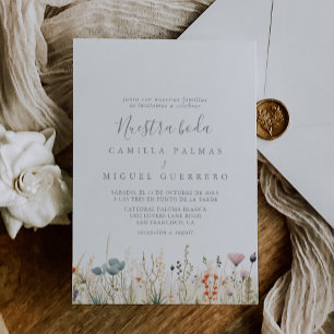 Blissful Boho Wildflower Nuestra Boda Wedding Invitation