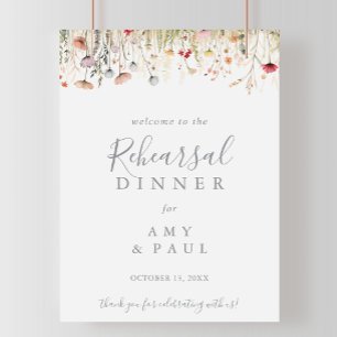 Blissful Boho Wildflower Rehearsal Dinner Welcome Poster