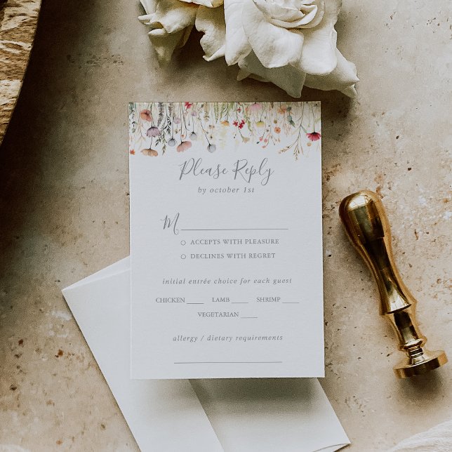 Blissful Boho Wildflower Wedding Menu Choice RSVP (Creator Uploaded)
