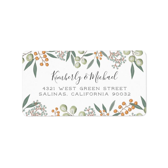 Blissful Bounty Botanical Wedding Return Address Label (Front)