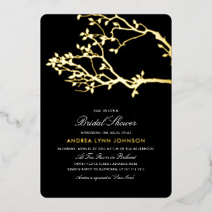 Blissful Branches Bridal Shower Gold  Foil Invitat
