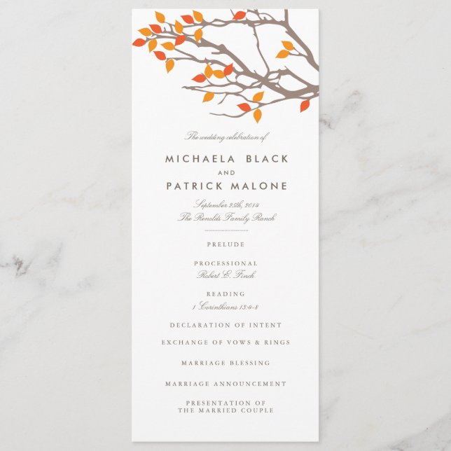 Blissful Branches Wedding Program (Front)