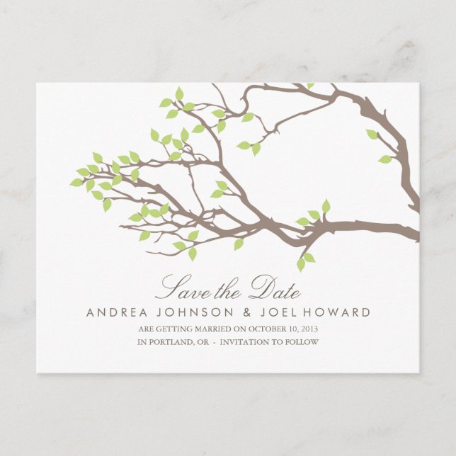 Blissful Branches Wedding Save the Date Postcard (Front)