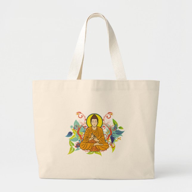 Blissful Buddha Large Tote Bag (Front)