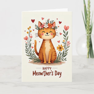 Blissful Cat Mothers Day Card