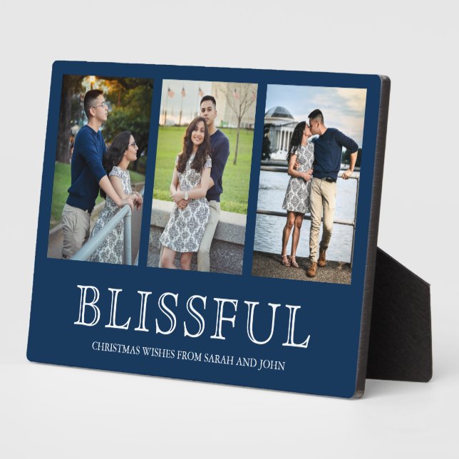 Blissful Christmas 3 Photo Collage Plaque (Side)