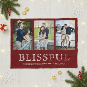 Blissful Christmas   Three Photo Collage Fleece Blanket