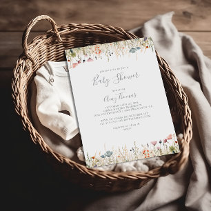 Blissful Colorful Boho Wildflower Baby Shower Invitation