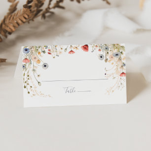 Blissful Colorful Boho Wildflower Wedding  Place Card