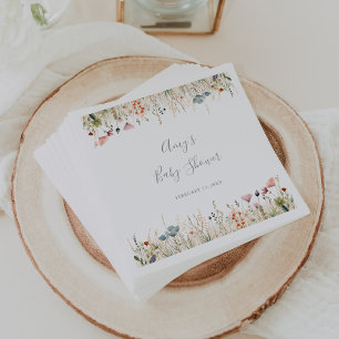 Blissful Colourful Boho Wildflower Baby Shower Napkin