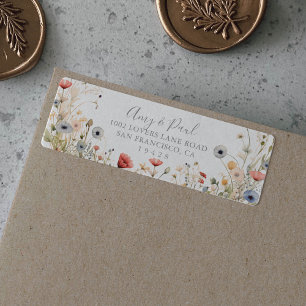 Blissful Colourful Boho Wildflower Return Address Label