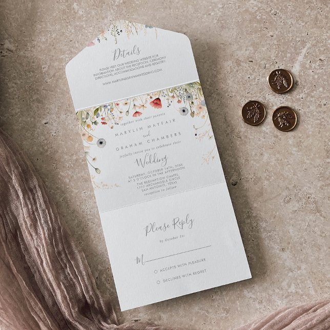 Blissful Colourful Boho Wildflower Wedding     All In One Invitation (Creator Uploaded)