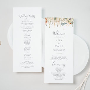 Blissful Colourful Boho Wildflower Wedding Program