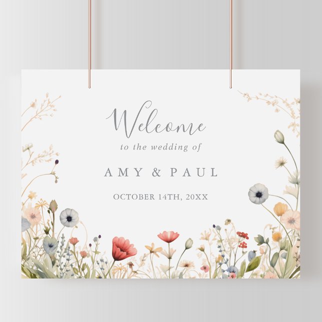 Blissful Colourful Boho Wildflower Wedding Welcome Poster (Creator Uploaded)